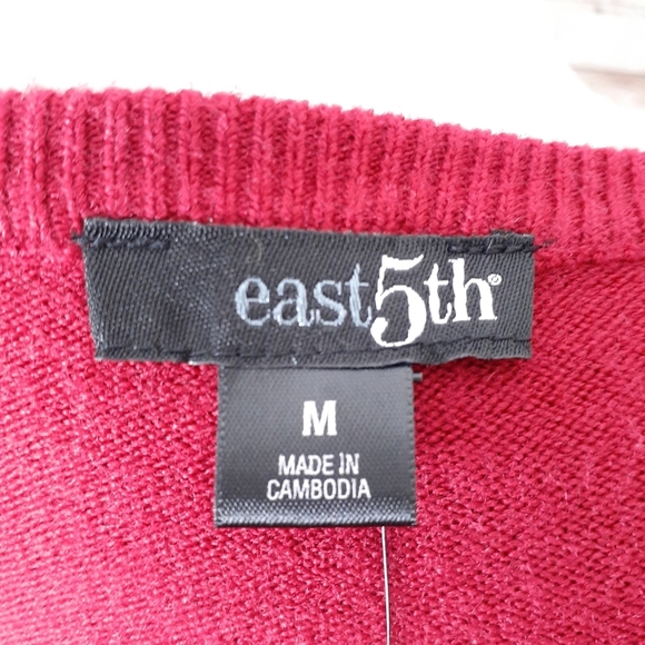 NWOT East 5th Cardigan M Button Front Maroon 853 - Picture 5 of 6